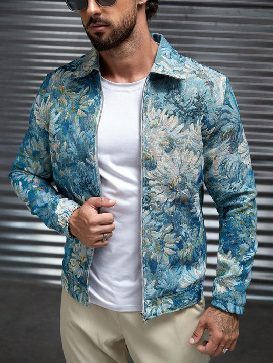 Manfinity Homme offers a zip-up jacket for men featuring a floral print.