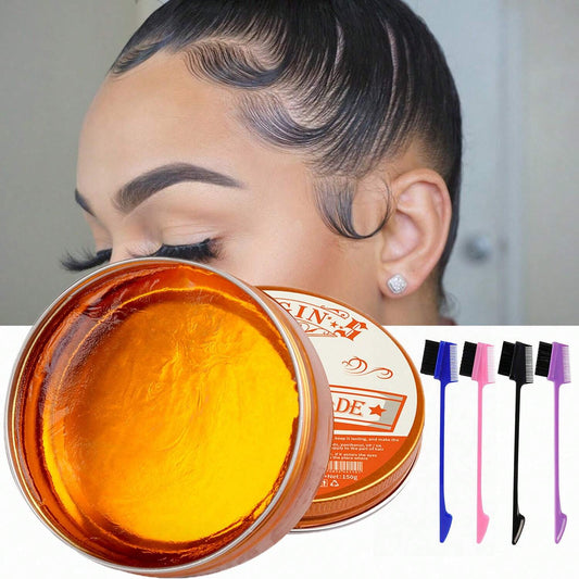 "Red Edge Control Gel (150g) for Long-Lasting, Anti-Frizz Hold - Strengthens Edges and Protects Hairline. Non-Greasy Formula with No Flakes. Includes 3-in-1 Hair Edge Brush for Both Women and Men."