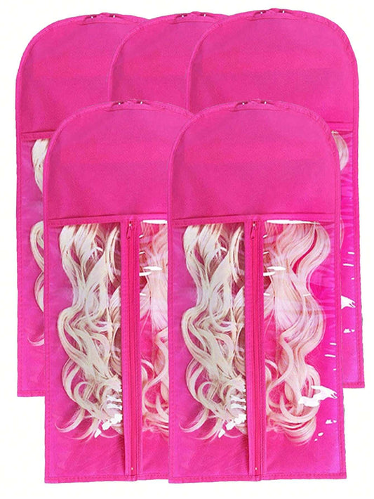 Set of 5 Portable Dustproof Wig Storage Bags