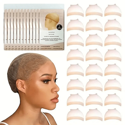 "Pair of Invisible HD Wig Caps for Lace Front Wigs: Transparent Stocking Caps for Women - Enhancing Wig Accessories for a Flawless, Natural Look (1 Pack, 2 Caps)"