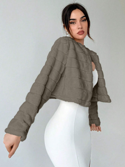 Date Night Open Front Cropped Fuzzy Jacket