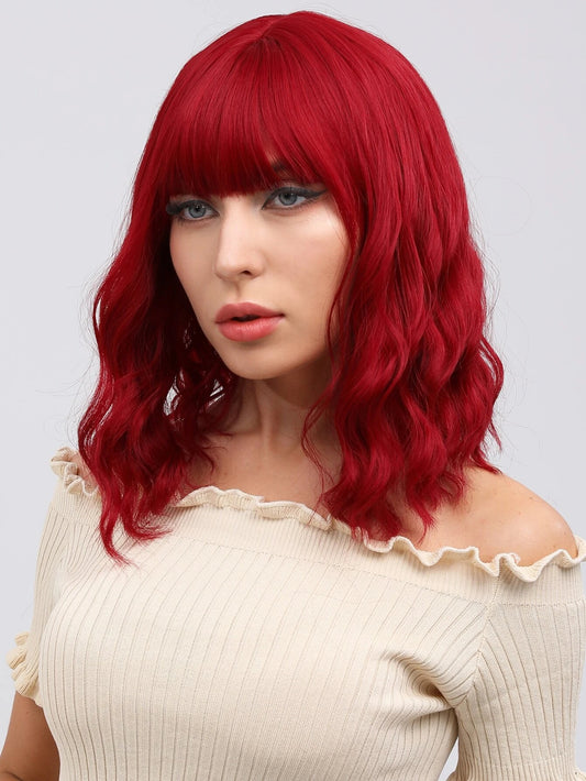 Short Curly Wig with Bangs: Synthetic