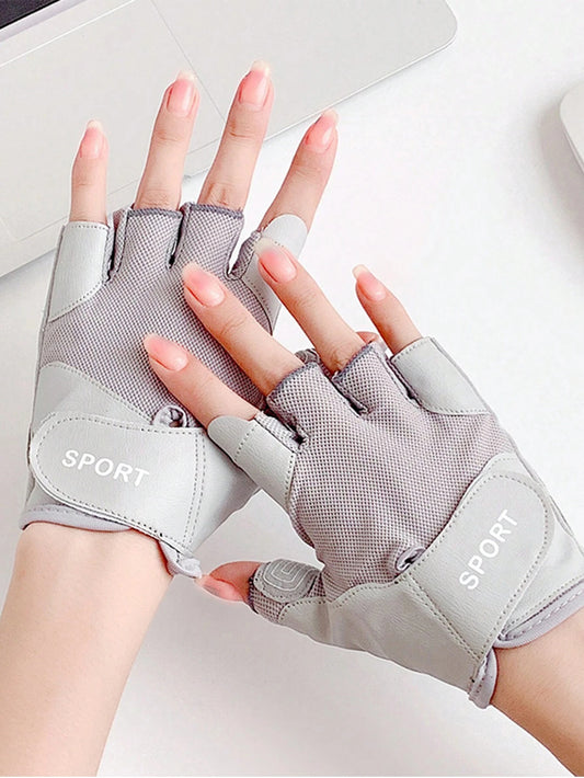 Pair of Half Finger Workout Gloves for Outdoor Activities like Cycling, Climbing, Fitness Training, Jump Rope, and Weightlifting.