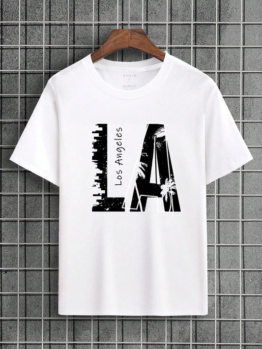 Tropical and Letter Graphic Men's Tee