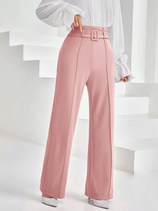 Flare Leg Pants with High Waist and Belt