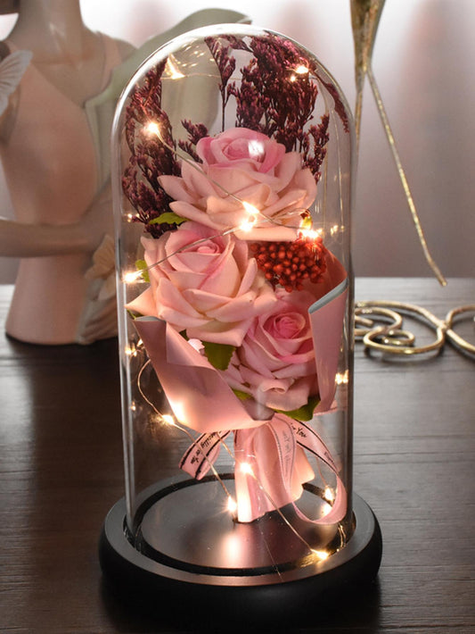 One Artificial Flower with Storage Box: Minimalist Design with Glass Cover for Home