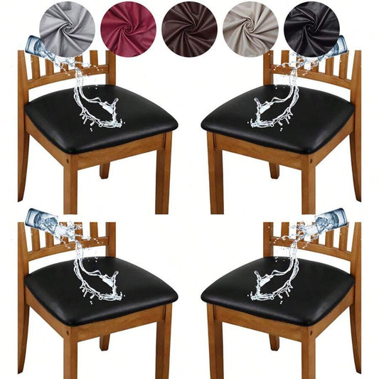 Waterproof PU Leather Chair Cushion Covers: Set of 4
