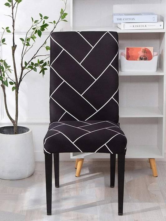 Geometric Pattern Stretch Chair Cover, Modern Dining Chair Slipcover.