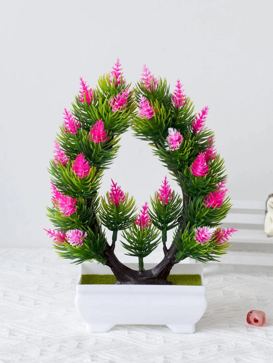 One Plastic Artificial Potted Flower Contemporary Fake Potted Ornament for Table Decoration