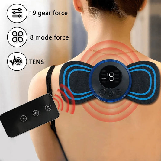 Rechargeable EMS Neck Massager: Portable Muscle Relaxation Patch for Home and Office