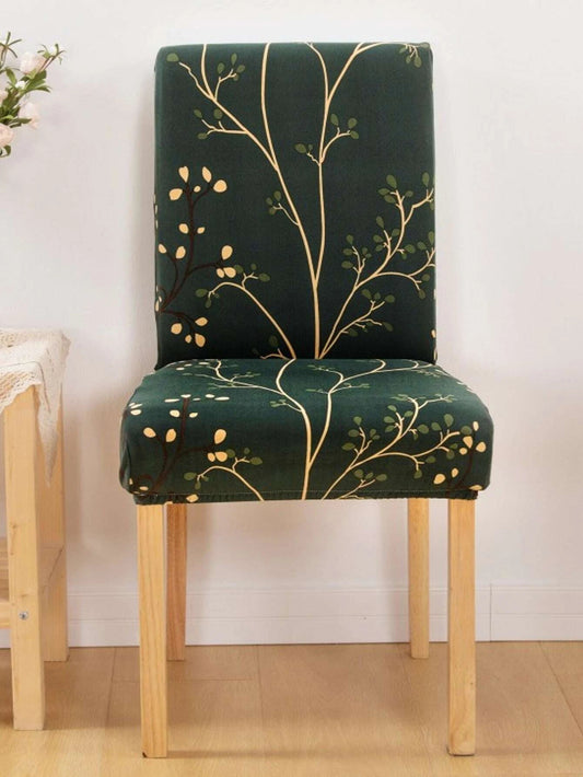 Stretchy Chair Cover with Plant Print