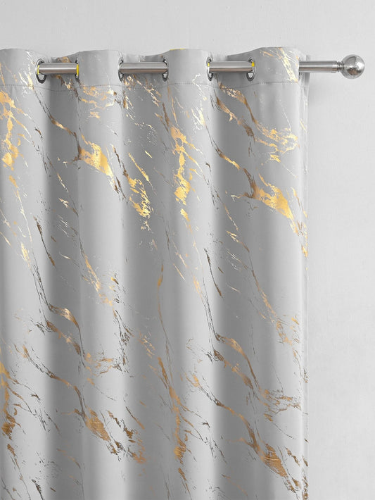 Modern Marble Pattern Grey Window Curtain, Polyester Fiber, Ideal for Living Room and Bedroom