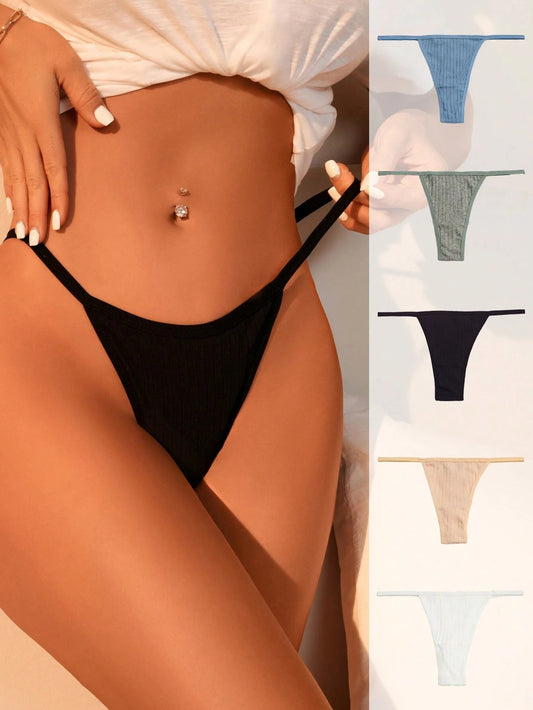 5-piece Set of Solid Thongs