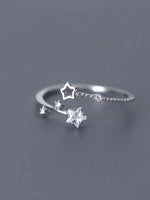 Single Piece Simple 925 Sterling Silver Ring with Cubic Zirconia Star Design - Ideal Gift for Women.