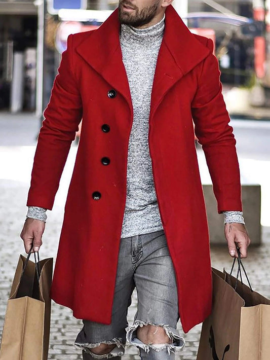 Manfinity Homme offers a men's overcoat with a solid collar neck design.