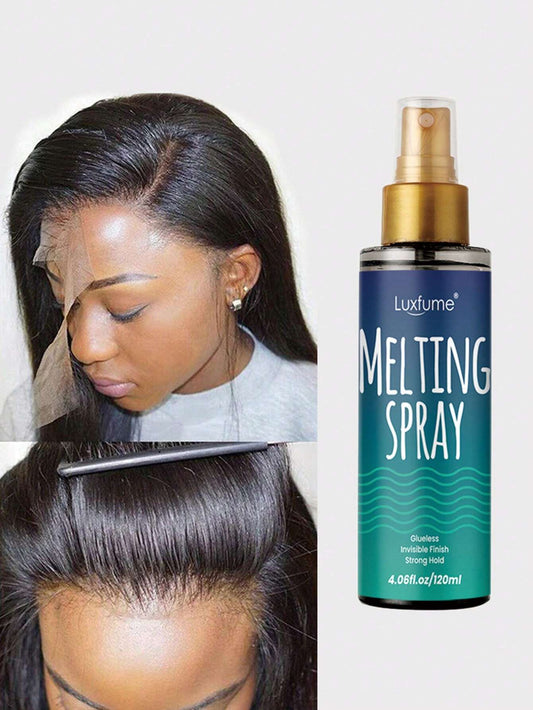 "Extreme Hold Lace Melting Spray (120ml) for Lace Wigs: Glueless Formula with Strong Natural Finishing Hold. Quick-Drying Wig Adhesive and Holding Spray."