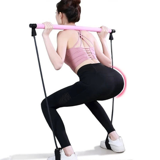Portable Pilates Exercise Bar with Resistance Band, Ideal for Women's Gym, Yoga, Pilates, and Toning.