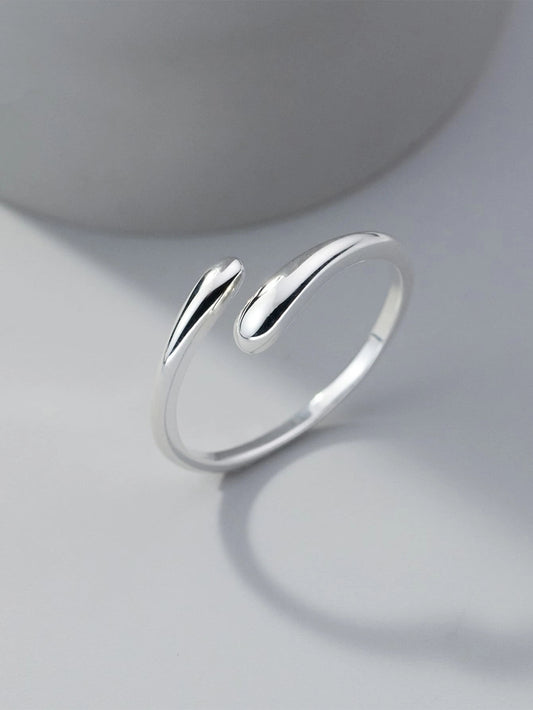 Single Piece of 925 Sterling Silver Open Ring with Waterdrop Design - Unisex Hand Accessory.