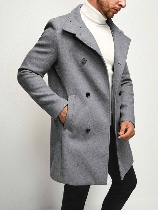 "Manfinity Homme Men's Double-Breasted Overcoat."