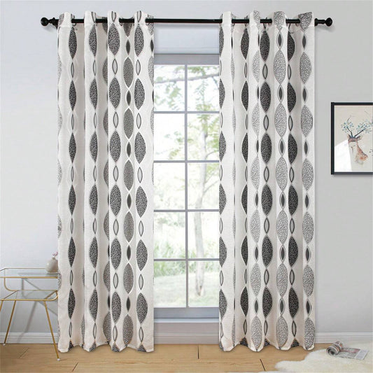 Geometric Pattern Living Room Curtain: Modern Wavy Oval Design for Living Room and Kitchen