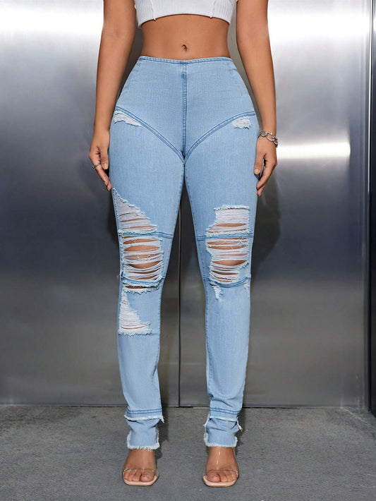 Ripped Jeans with Washed Effect