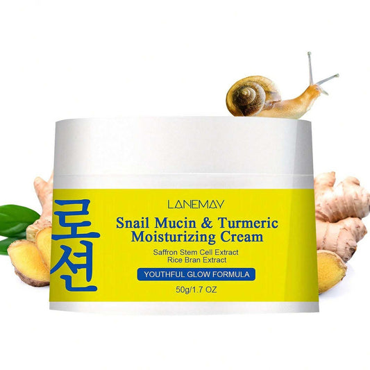 1.76oz Snail Mucin Turmeric Cream for Face: Hydrates dry skin for a supple, glowing, and radiant complexion as part of your facial skin care routine.