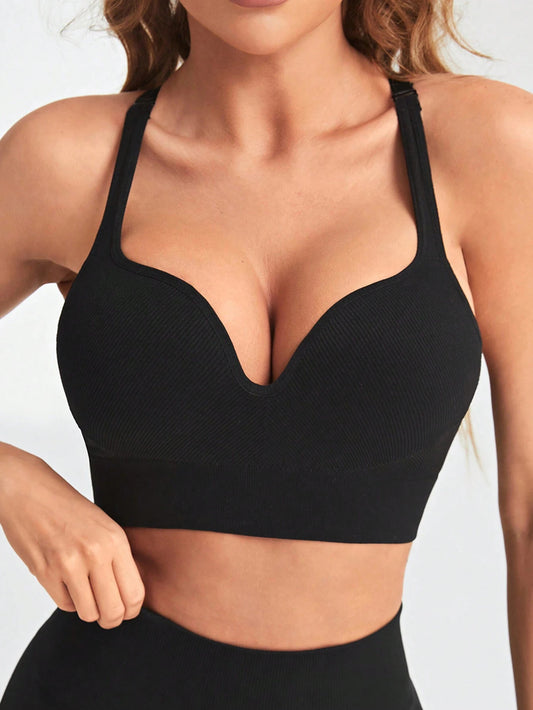 Yoga Essential Solid Color Seamless Cup Sports Bra