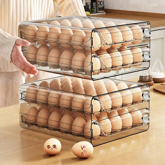 Transparent Refrigerator Egg Storage Box, Multi-Layer Stackable Organizer for Fresh Eggs
