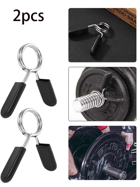 Set of 2 Spring Clip Clamps for Dumbbell and Barbell Bars. Ideal for Weightlifting and Fitness Equipment.