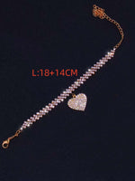 Heart Shaped Pendant Necklace/Anklet with Sparkling Rhinestones: A Women's Jewelry Gift, Foot Chain, and Bracelet Accessory