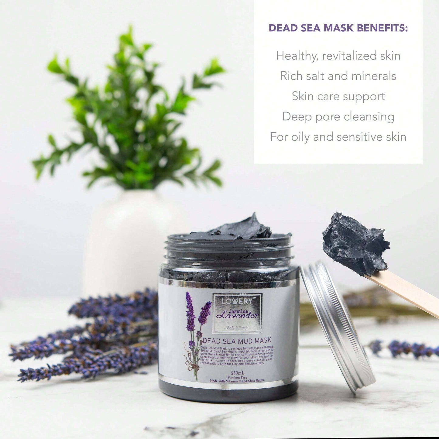 LOVERY Jasmine Lavender Bath & Body Gift Set, includes a Spa experience with Dead Sea Mud Mask.