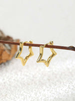 Set of 2 Star Design Hoop Earrings in Copper Jewelry.