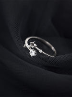 Single Piece Simple 925 Sterling Silver Ring with Cubic Zirconia Star Design - Ideal Gift for Women.