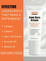 Brazilian Bum Bum Cream: Lemon Vanilla scent, 2-in-1 cellulite cream and massage lotion. Non-greasy, skin-tightening formula with collagen and caffeine for a firm butt, belly, and thighs. 1.76oz.