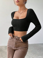 Ribbed Knit Crop Top in a Solid Color