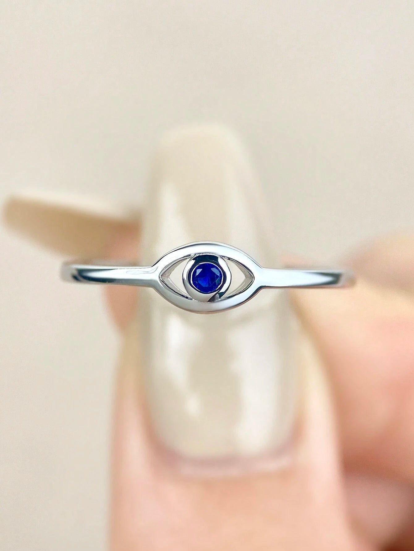 1pc Minimalist Devil's Eye Retro Blue Eye Cubic Zirconia Ring for Women - S925 Sterling Silver Fine Ladies Jewelry Gift, Ideal for Holidays