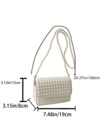 Princess Argyle Mini Square Bag: Faux Pearl and Rhinestone Decor, Perfect for Parties and Special Events