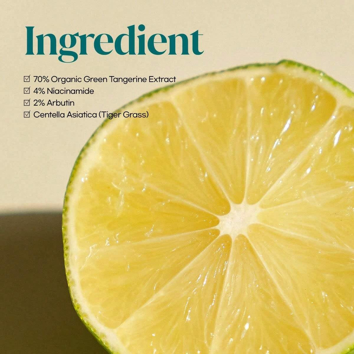 Green Tangerine Vita C Dark Spot Care Serum: Potent formula with Vitamin C, Niacinamide, and Arbutin. Targets dark spots, ideal for sensitive skin.