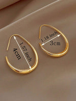 Pair of Simple U-shaped Hoop Earrings for Women, Made of Copper Material.