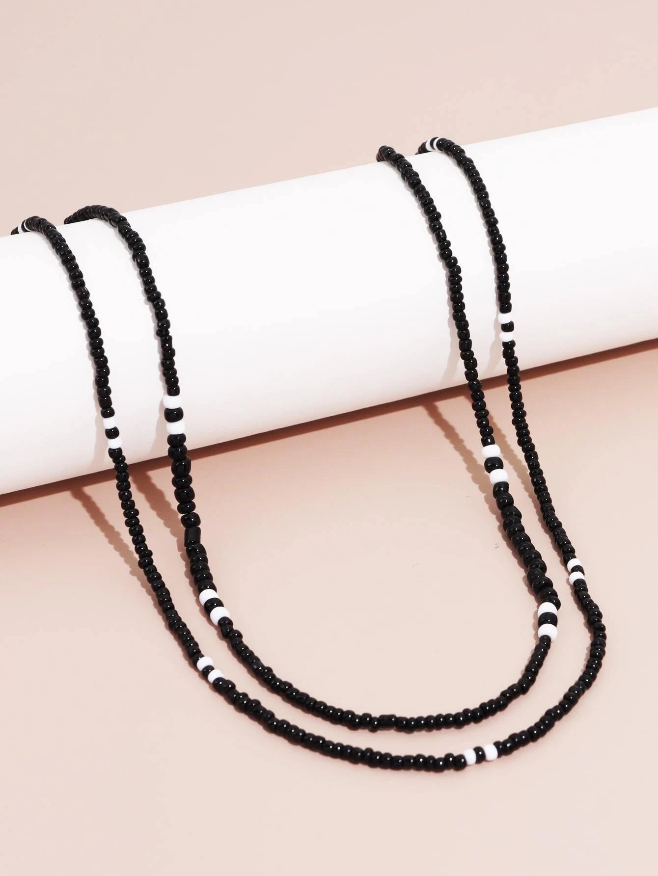 Customized Double-Layered Black Beaded Waist Chain with Rice Beads for Women, Ideal for Beach Parties, as Body Jewelry Gift