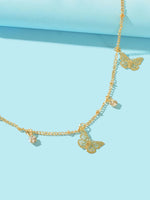 One Gold-Plated Anklet with Hollow Out Butterfly Pendant for Women, Perfect for Beach and Casual Wear