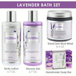 LOVERY Jasmine Lavender Bath & Body Gift Set, includes a Spa experience with Dead Sea Mud Mask.