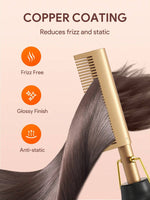 JMMO Electric Hot Comb - Pressing Comb for Natural Black Hair, Straightener for Wigs, Wigs & Beard. Features 3 Adjustable Temperatures and 60-Minute Auto Power Off.