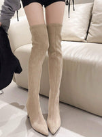 Stylish Over-the-knee Boots for Women in Khaki, featuring a Thin Boot Design.