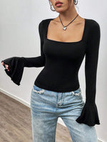 Crop Top for Women with Flare Sleeves