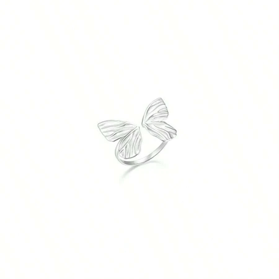 Latest Addition: Index Finger Ring with an Advanced Handmade Butterfly Design. Crafted for Women in S925 Silver, Embodying a Natural and Dynamic Forest Style as Artistic Jewelry.