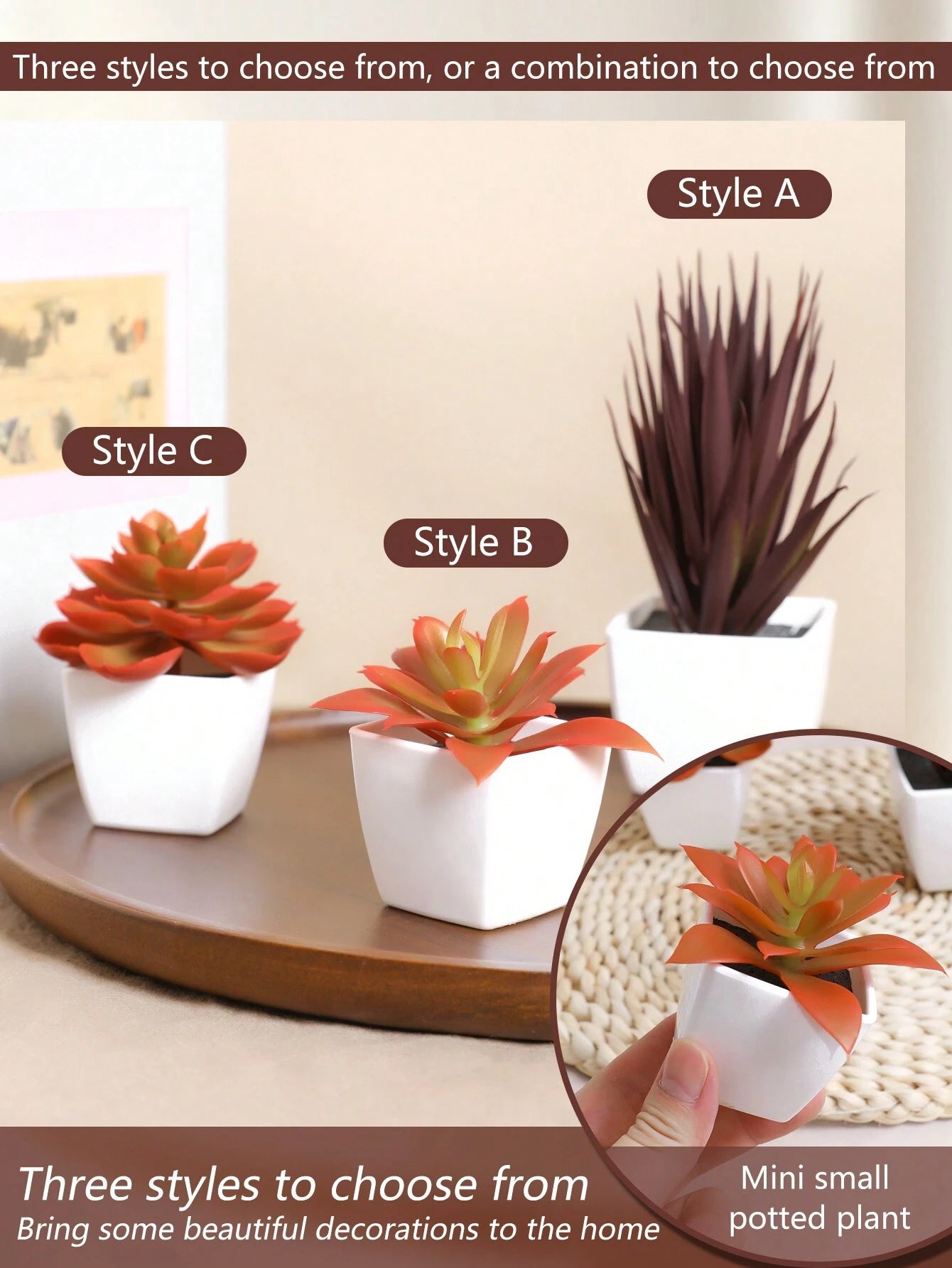 Realistic Artificial Mini Succulent Plant Set: Perfect for Office, Home, and Desktop Decoration