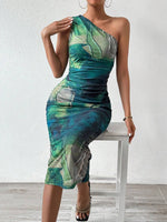 One-Shoulder Tie-dye Bodycon Dress by Privé