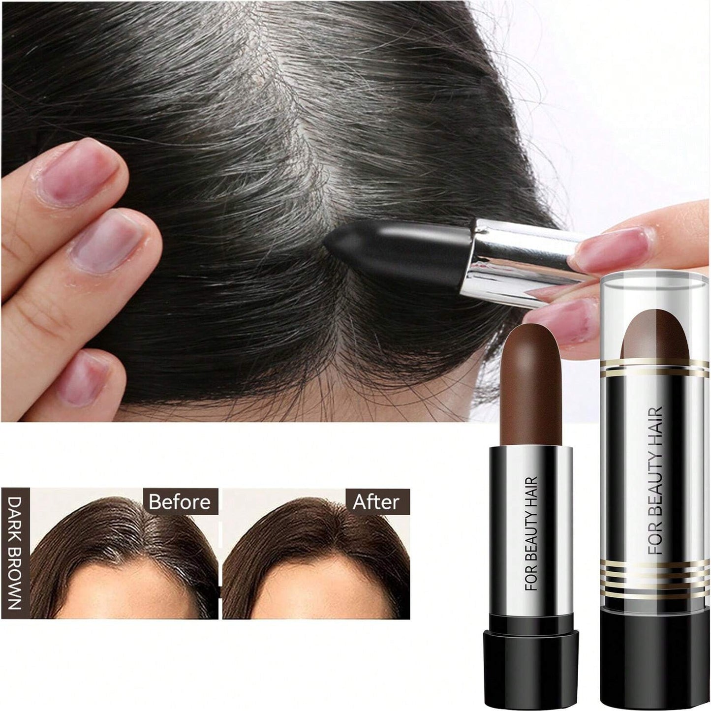 Disposable Hair Dye Pen - Temporary Hair Dye Stick, Hair Coloring Pen. Portable Hair Dyeing Tool designed to cover Gray Hair Roots. Small and Convenient, featuring Lipstick Style Hair Dye Stick (4g/0.14oz).