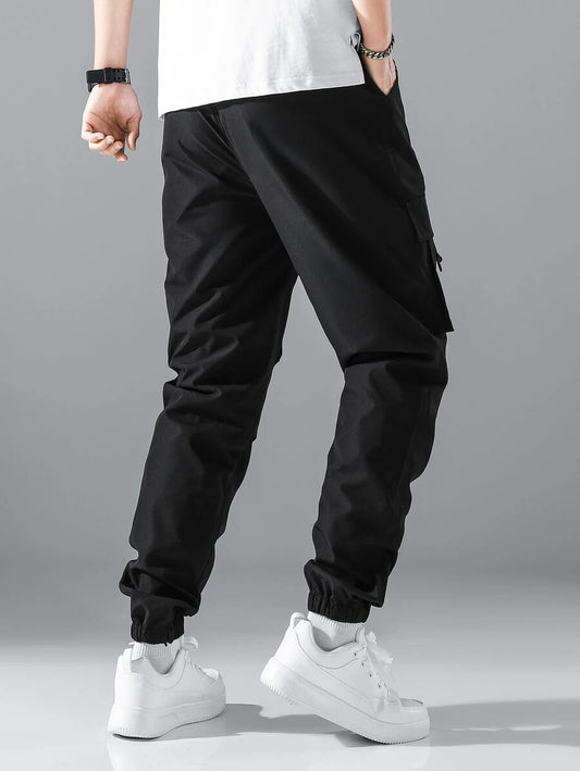 Cargo Pants for Men featuring Drawstring Waist and Letter Graphic